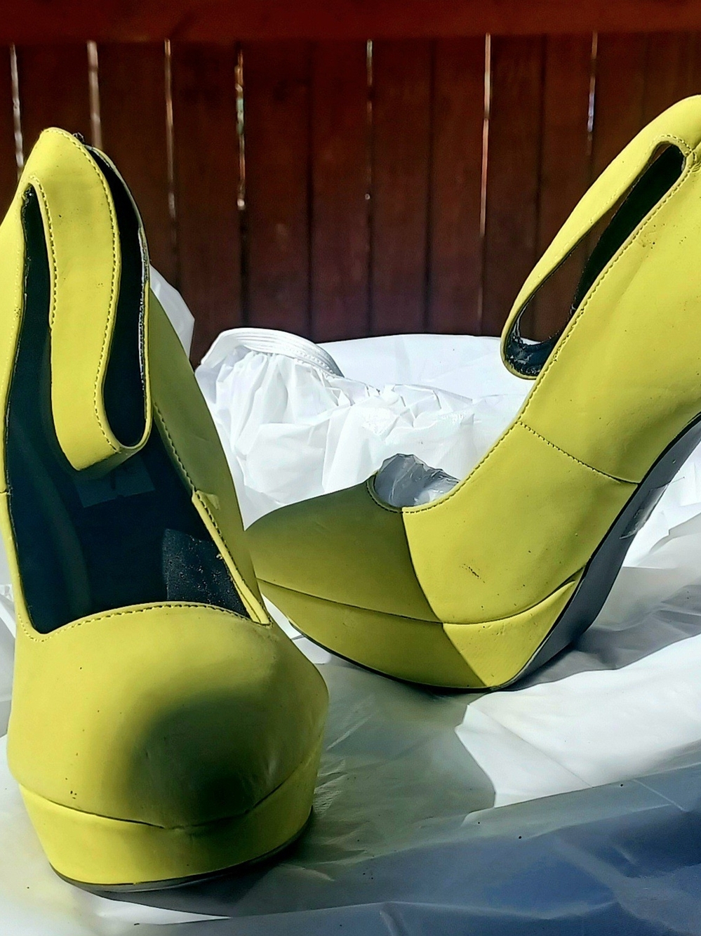 Qupid Women's Black and Yellow Floresent  Heels